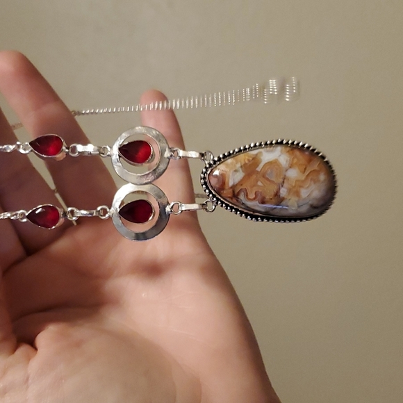 New Mexican Laguna Agate & Red Onyx Jewelry Set - Picture 2 of 10